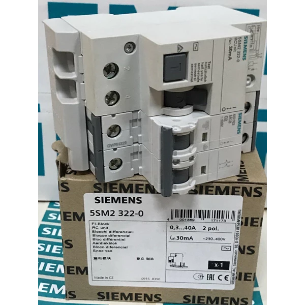 SIEMENS 5SM2 322-0 RC Unit 0 3A 2P 200-400VAC MCB / Circuit Breaker